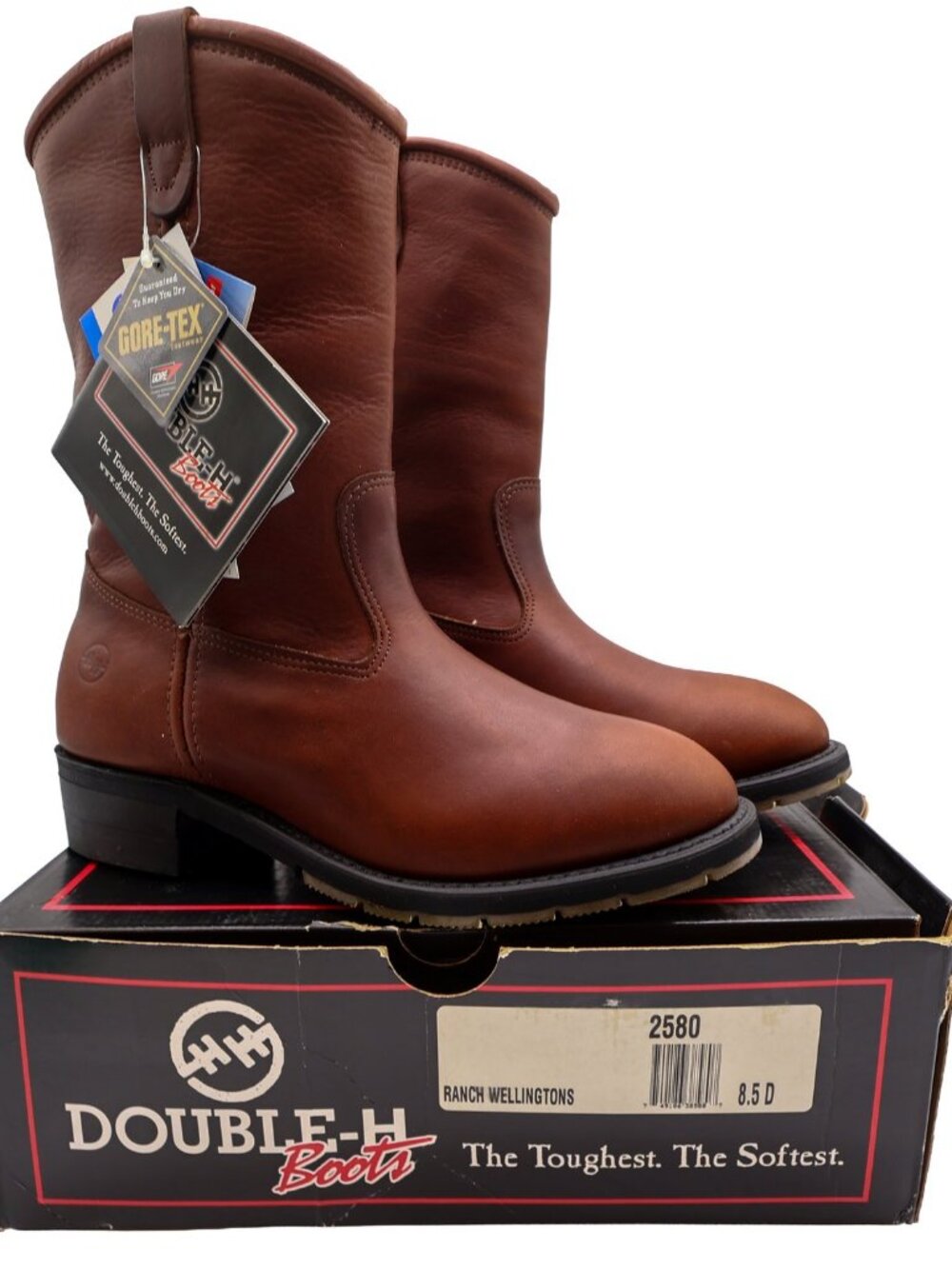 Vintage Double-H Boots Mens 8.5 D Brown Leather Gore-Tex Work Boots 2580 NWB